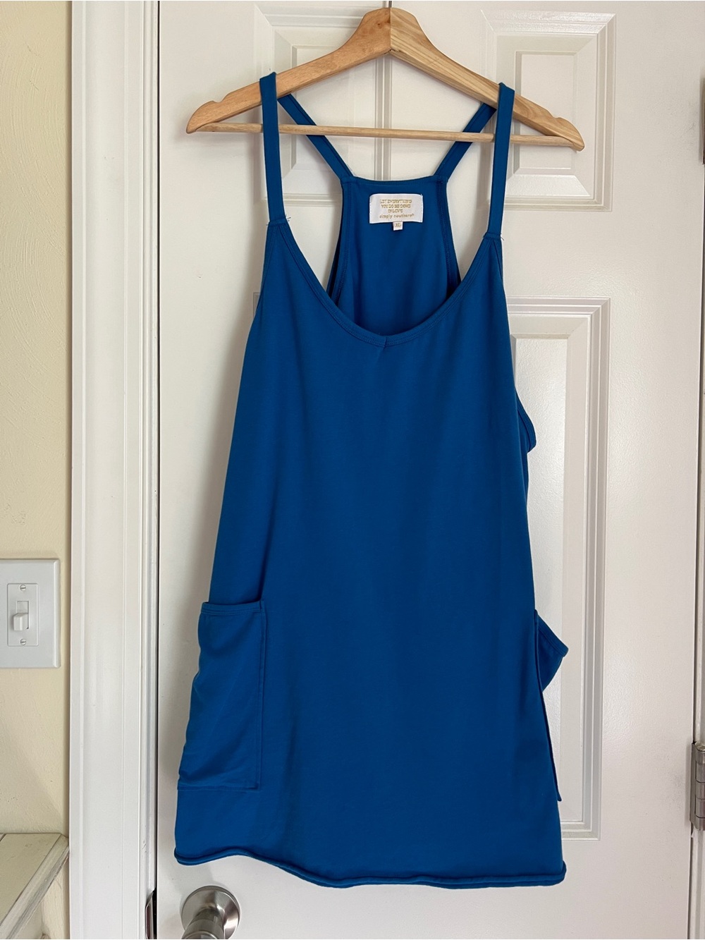 Simply Southern Beach Blue Racerback Swimsuit Romper Cover Up -XL with Pockets